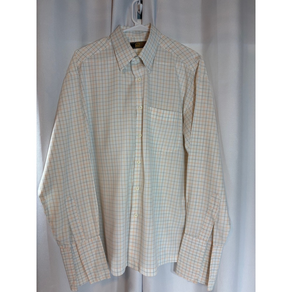 Al Hitmi Doha Mens Orange Grey Windowpane Check Long Sleeve Shirt MC0033